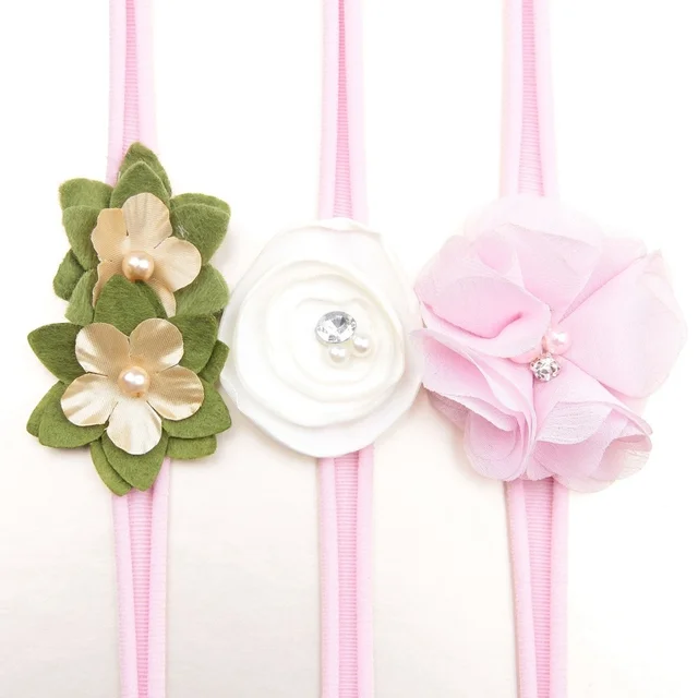 New 3pcs/lot Sequin Felt Bow Lotus Flower Elastic Headbands Kids Photography Props Baby Girls Cute Headwear Christmas Gift Sets 46