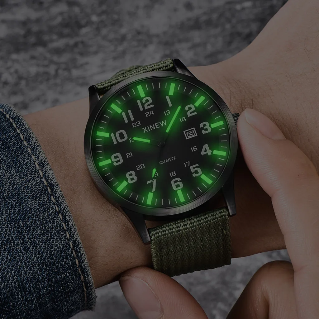 

Stylish Luminous Men's Quartz Watches Clock Casual Waterproof Men's Sports Wrist Watches Nylon Strap Band Gift Relogio Masculino
