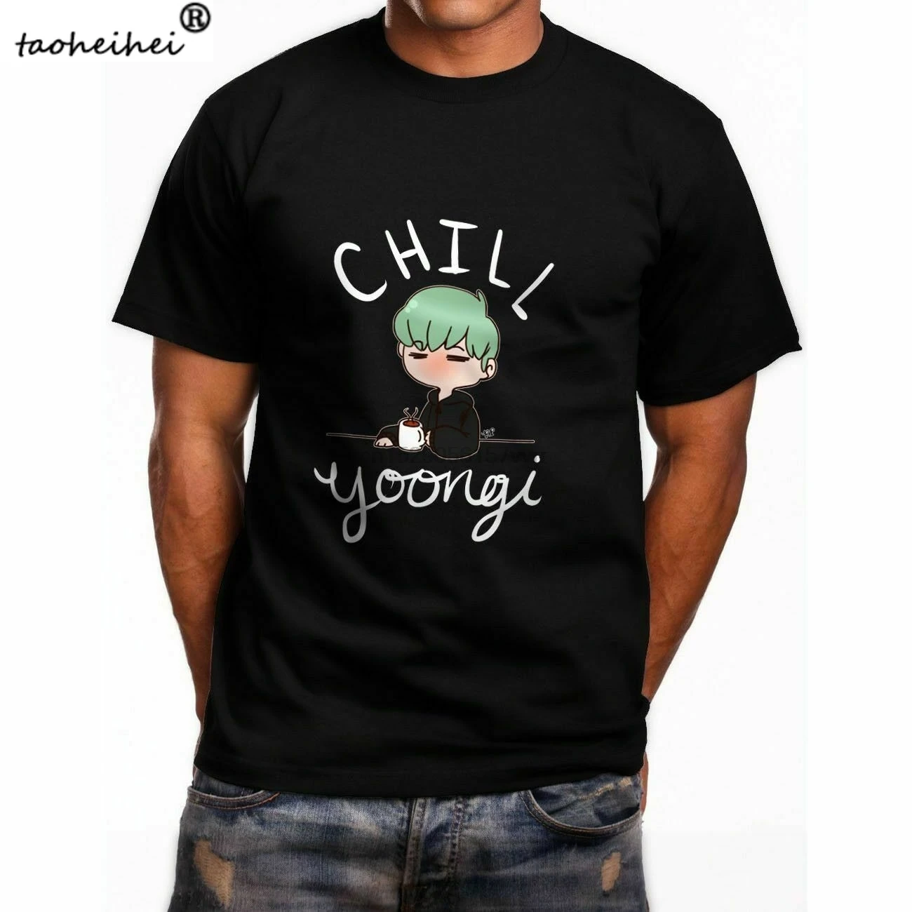 Мужская футболка с коротким рукавом NEW CHILL MIN YOONGI черная американский размер EN1 |