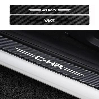 

4PCS Car Door Sill Sticker For Toyota Yaris CHR Prado Prius 4WD VVTI Crown Auris Etios Vios Supra Markx Accessory