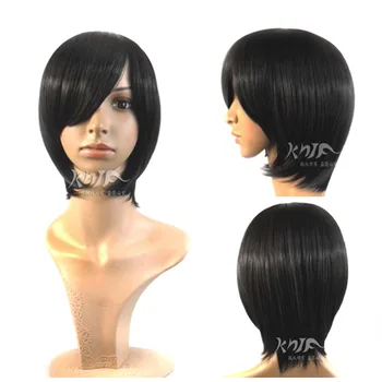 

Hot sale Anime Cos hat Wigs Short Hair Black Aragi Tsukihi cosplay wigs hair accessories free shipping