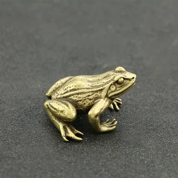 

Creative Brass Frog Vintage Simulated Animal Statue Metal Figure Props Home Office Desk Decor Ornament Toy Gift