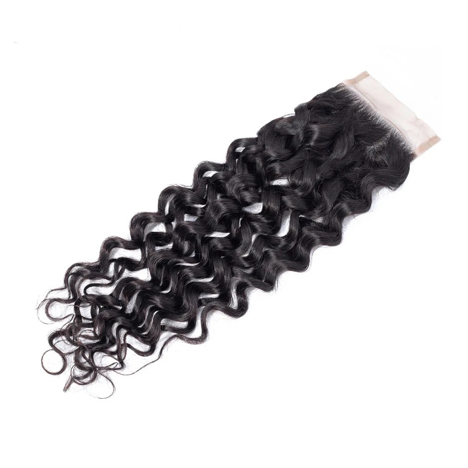 Grand Nature 4x4 lace closure loose deep 100% Human Hair Extensions water wave 8-20inch natural color remy