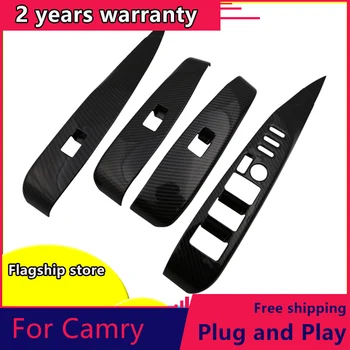 

car stying for toyota camry 2018-2019 Interior Window panel trim Decal Decor Accessories Carbon Fiber Black Car