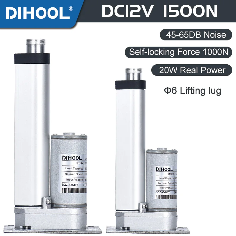 Dihool Atuador Elétrico Linear Dc12v Motor de Metal Engrenagem 1500n 200 mm 800 mm Curso Mini Controle de Porta Automática Acionador de Fundo Plano