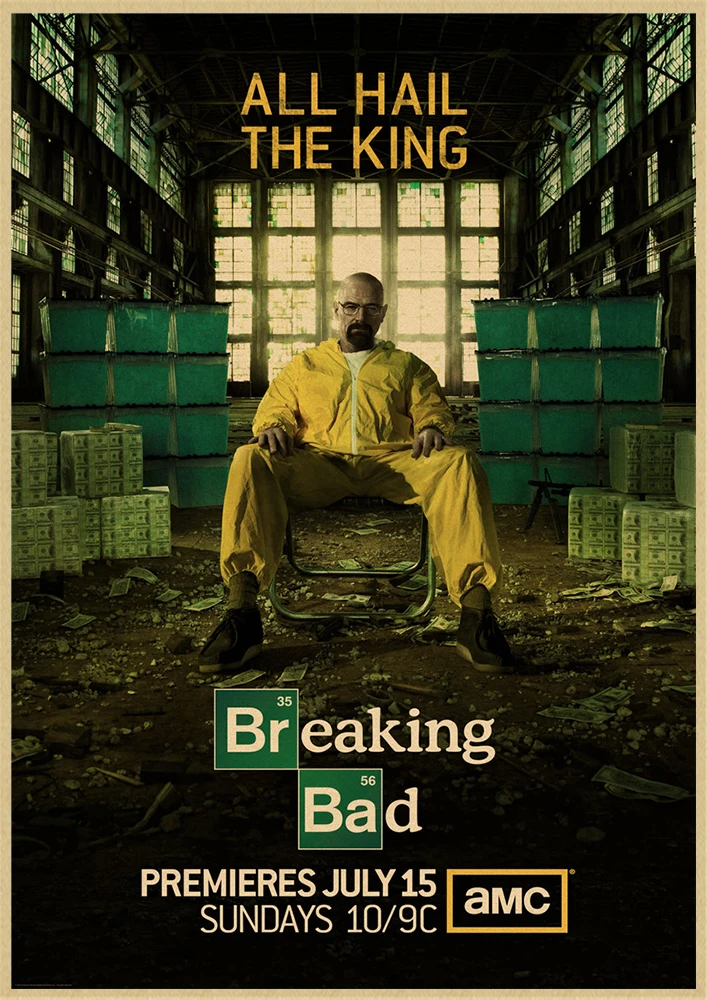 Американский сериал Breaking Bad стикер на стену классический постер ретро крафт
