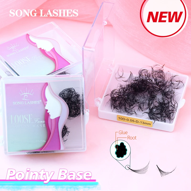 SONG LASHES 3D to 16D Fans Sharp Slim Narrow Stem Premade Volume Fans Loose Thin Pointy Base Russia Volume Eyelashes Extensions