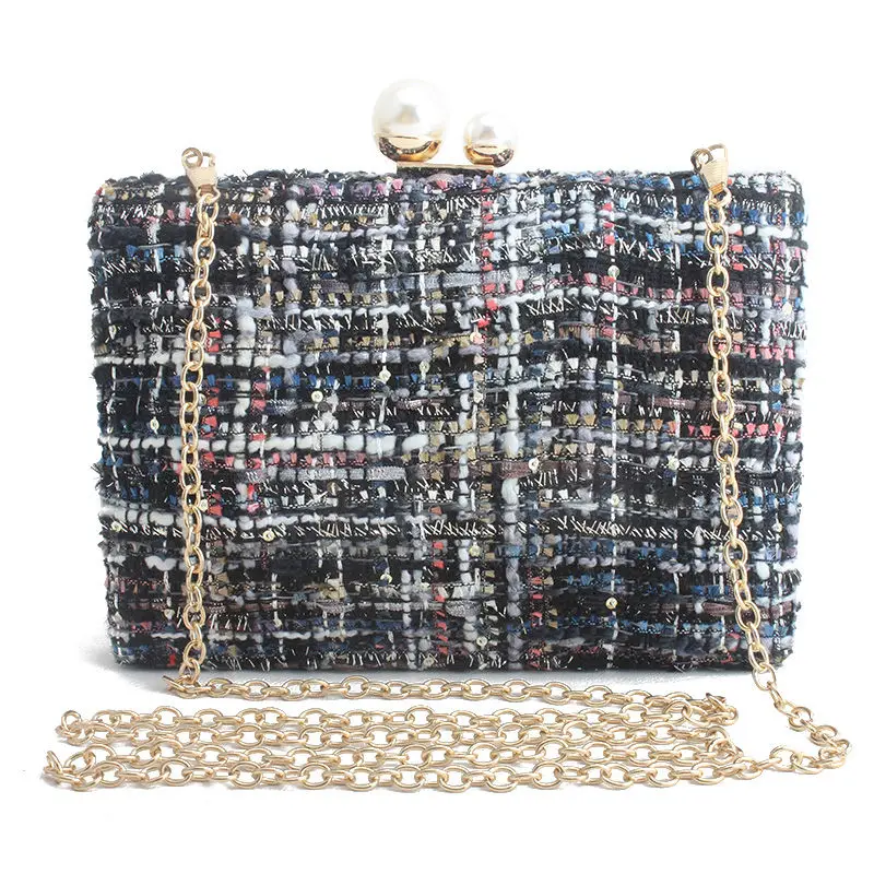 black powder Bolsa feminina сумки для женщин роскошные сумки женские сумки дизайнерские Хлопковые вязаные клатч, вечерняя сумка Роскошные сумки на плечо - Цвет: black powder