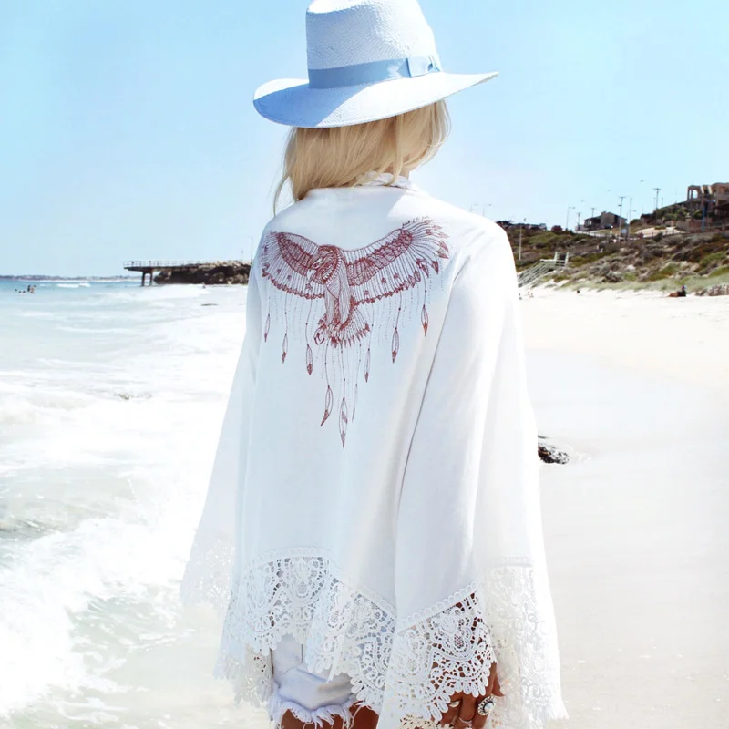 Сексуальное пляжное платье, белый кружевной купальник, накидка, летняя пляжная одежда, maio feminino praia, купальный костюм, женский купальник, туника
