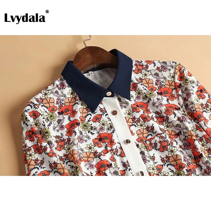 Lvydala подиумное Платье женское с длинным рукавом Очаровательное платье миди с цветочным принтом