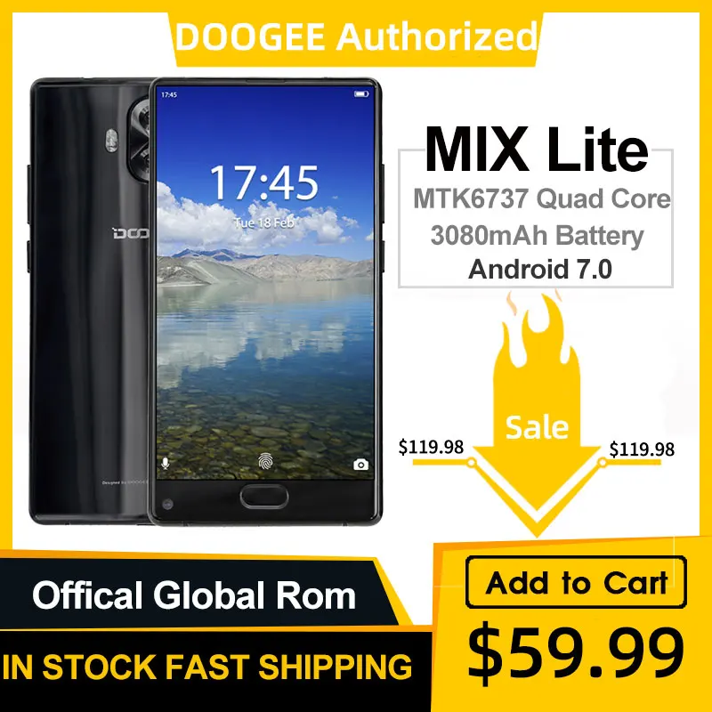 DOOGEE MIX Lite смартфон с 5 2 дюймовым дисплеем четырёхъядерным процессором MTK6737 ОЗУ Гб