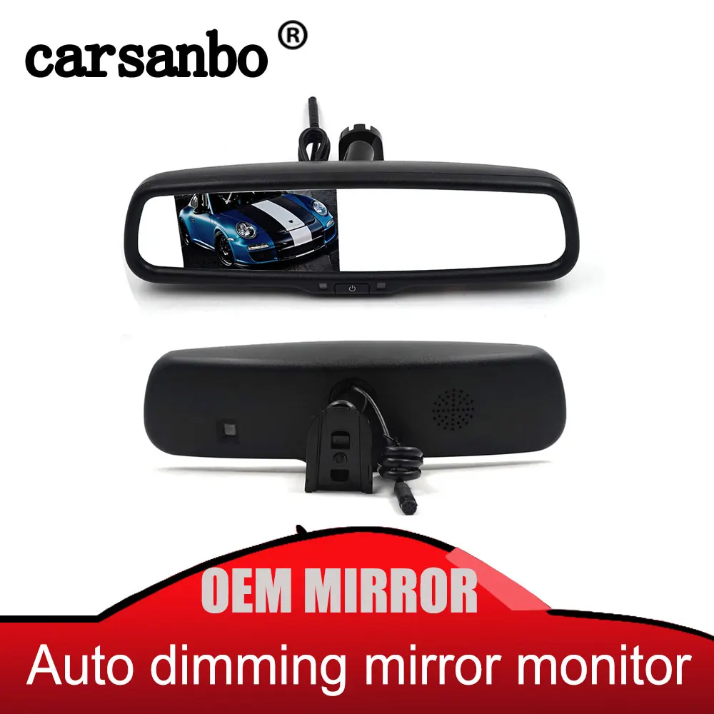 

Carsanbo Auto dimmer 4.3 Inch IPS HD 800*480 Display Screen OEM Car Rear View Parking Mirror Monitor with 2 video RCA input