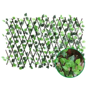 

Artificial Wooden Plant Fence Retractable Expanding Trellis Fence UV Protected Privacy Screen for Garden Backyard Home Decor
