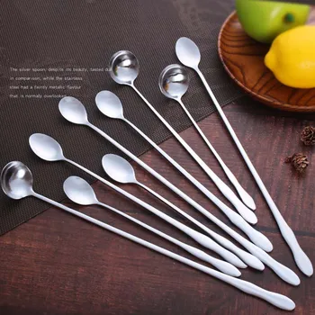 

Vacclo Long Handle Honey Jam Spoon Stainless Steel Kitchen Seasoning Scoop Dessert Coffee Milk Tea Stir Spoon Tableware