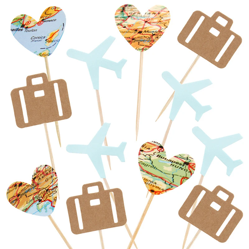 Set of 12 Travel Themed Cupcake Wrappers World Awaits 