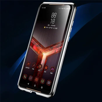

Double Sides Tempered Glass Transparent Magneto Phone Shell Protective Case Front & Rear Cover for ASUS ROG Phone II 2 / ZS660KL