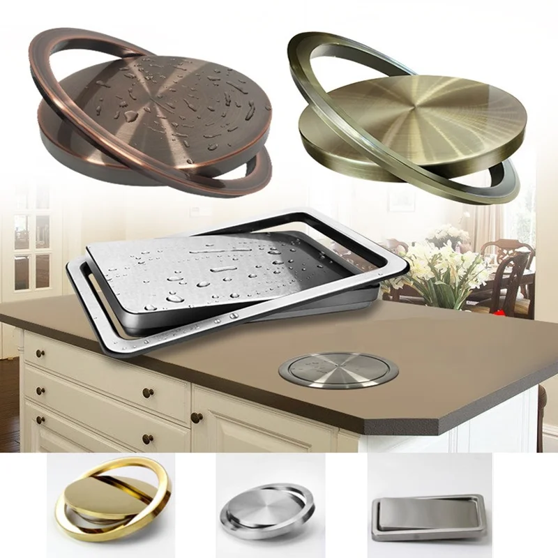 Stainless Steel Flush Recessed Built-in Balance Swing Flap Lid Cover Trash Bin Garbage Can Kitchen Counter Top ashcan Swing lid stainless steel trash can