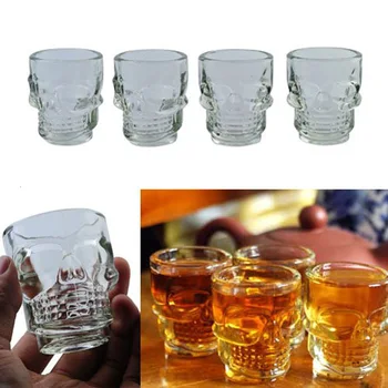 

4PCS 74ML Transparent Crystal Skull Head Glass Cup Beer Mug Wine Glass Mug Crystal Whisky Vodka Coffee Cup