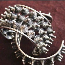 Мужские Национальные характеристики ручной работы Miao Серебряный браслет Пара стиль тонкой jewe благородный 2 шт