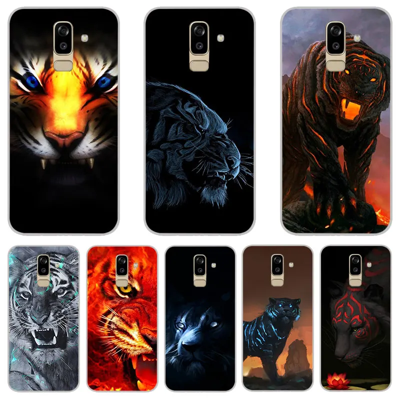 artwork tiger Matte Silicone Case For Samsung galaxy J2 pro J3 J4 J6 J7 J8 A5 A7 A9 A8 A6 Plus 2018 TPU Phone Cover |