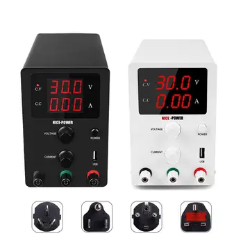 

Nice-power Mini LAB DC Switching regulated power supply adjustable 30V 10A 60V5A white black with USB 5V 2A charging for plating
