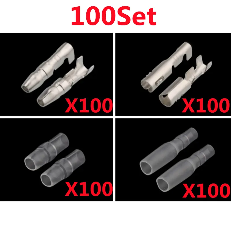 25/50/100sets 3.5 bullet terminal   car electrical wire connector diameter 3.5mm Female + Male + Case Cold press Crimp terminal - Image 9