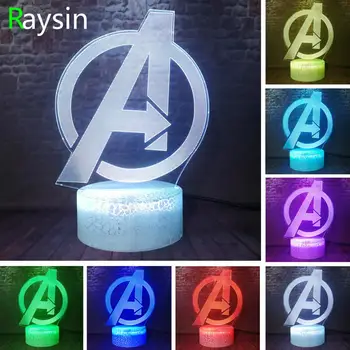 

Avengers Logo Endgame Model Sign Symbol 3D Illusion LED Smart NightLight Bright Base Marvel Figure Boys Room Decor Toys Gifts