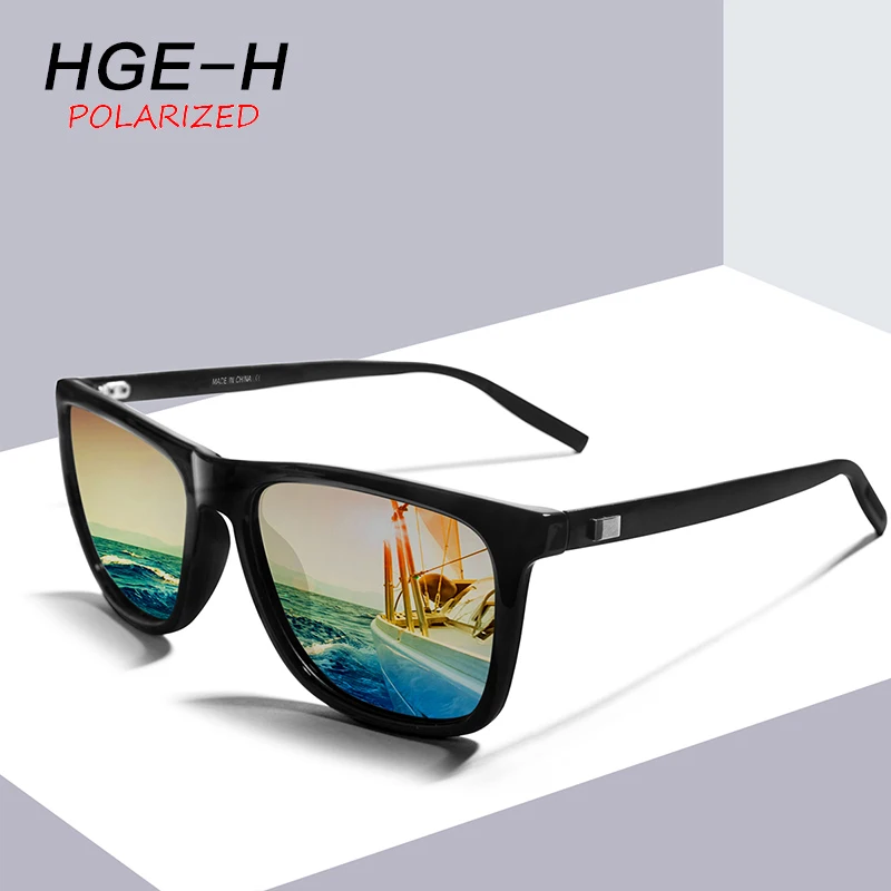 

HGE-H Classic Design Polarized Men Sunglasses Ultralight Glasses Frame Square Sun Glasses Unisex Drive Travel 100% UV Goggles