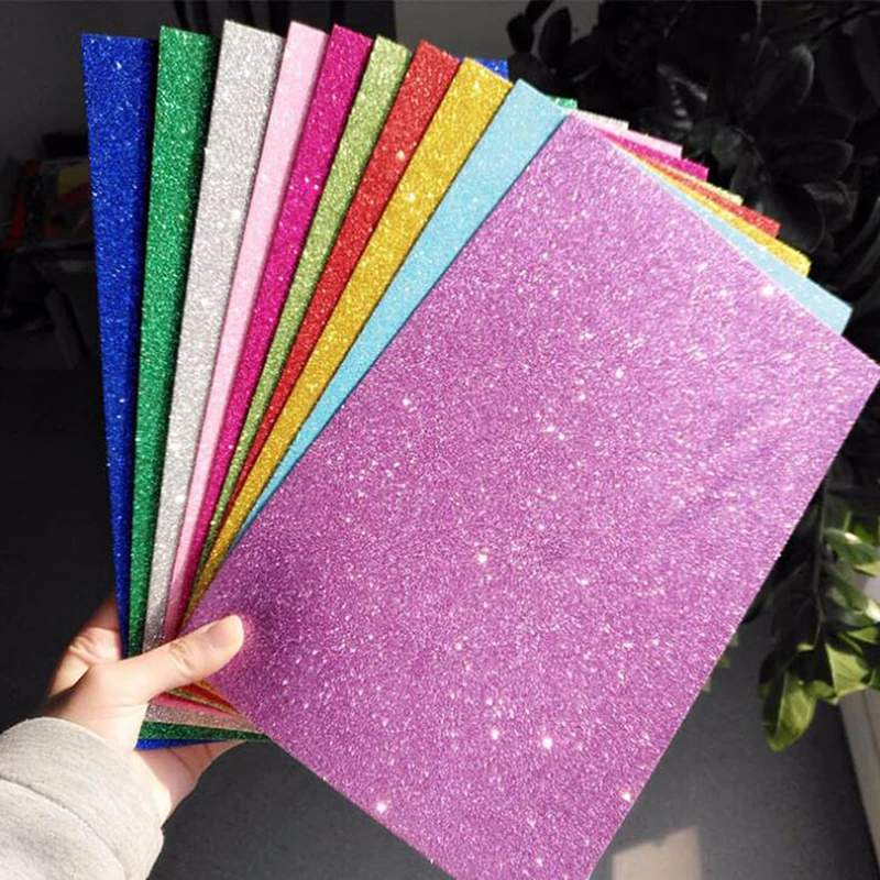 

10PCS/Pack Colored EVA Dust Sponge Paper DIY Handmade Scrapbooking Craft Flash Foam Paper Glitter Manual Art Materials Supplies