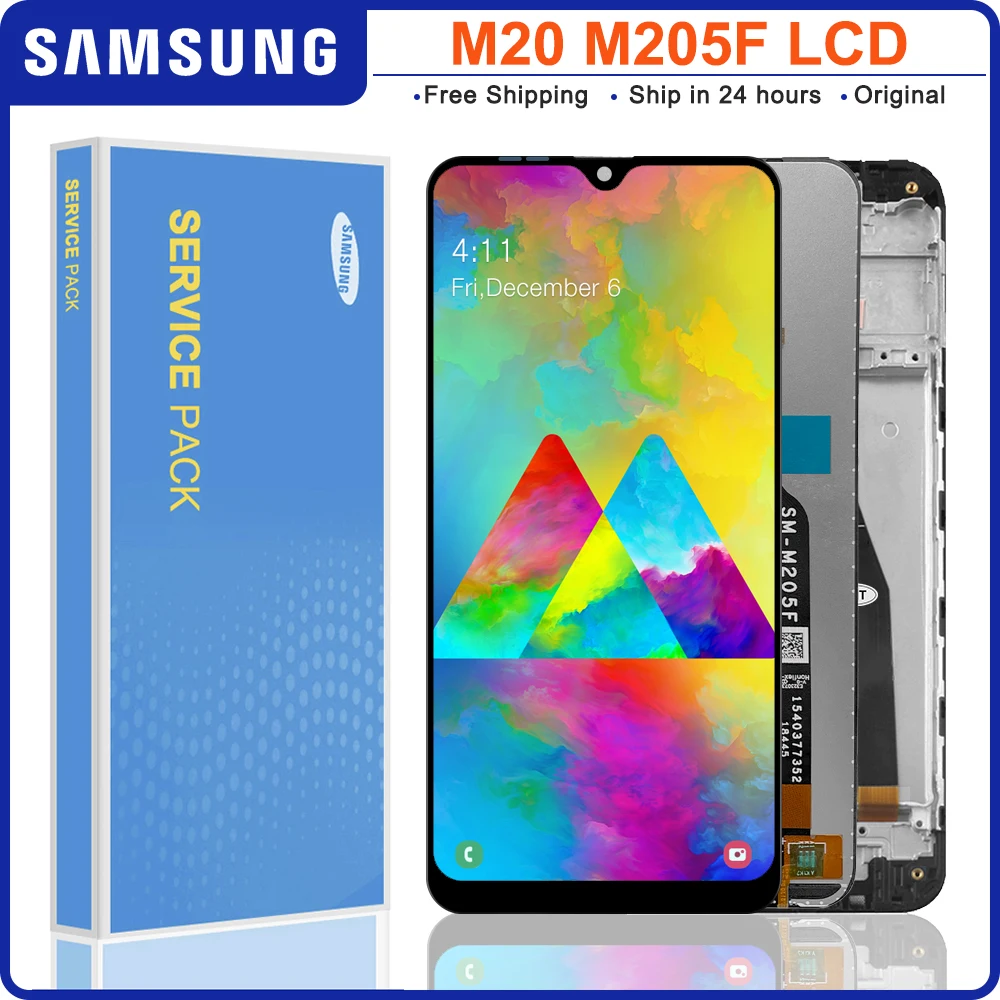 Оригинальный ЖК-дисплей 6 3 ''для SAMSUNG Galaxy M20 2019 SM-M205 M205F сенсорный экран