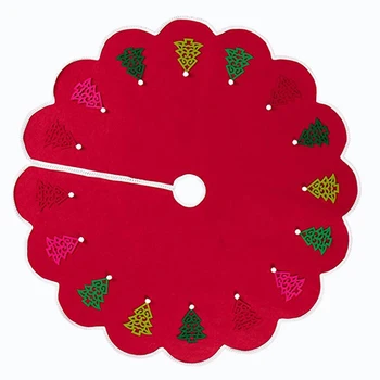 

48 Inches Christmas Tree Skirt with DIY Small Tree Hanging Ornaments and Pompoms Lace Edge Xmas Tree Ornaments