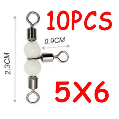 10PCS 5X6 10 шт. нержавеющая сталь Т-образный тройной прокатки Вертлюги с свечением соединитель для бисера рыболовные снасти Разъем рыболовные снасти аксессуар - Цвет: 10PCS 5X6