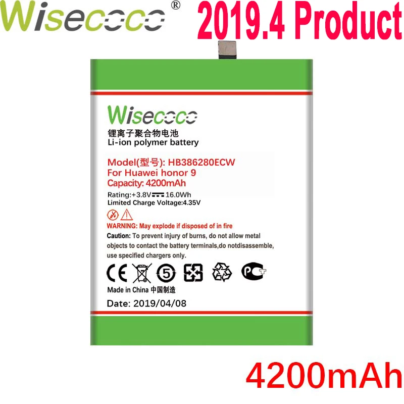 

Wisecoco 4500mAh HB386280ECW Battery For Huawei Honor 9 STF-L09 STF-AL10 For Huawei P10 5.1" Phone Latest Production Battery