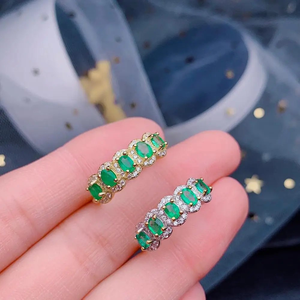 SHILOVEM 925 sterling silver Natural Emerald rings classic fine Jewelry women wedding plant wholesale new 3*4mm dj0304928agml