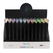 48 шт./упак. милые гелевая ручка в стиле мультфильма с украшением в виде кристаллов 12 созвездий в Корейском стиле знак ручка