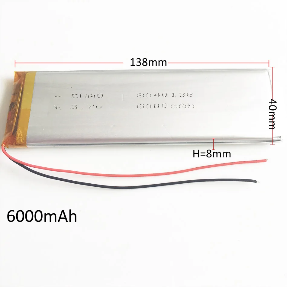 3,7 в 6000 мАч 8040138 литиево-полимерный LiPo аккумулятор Li cells для PAD gps psp DVD power bank Tablet PC Naptop camera