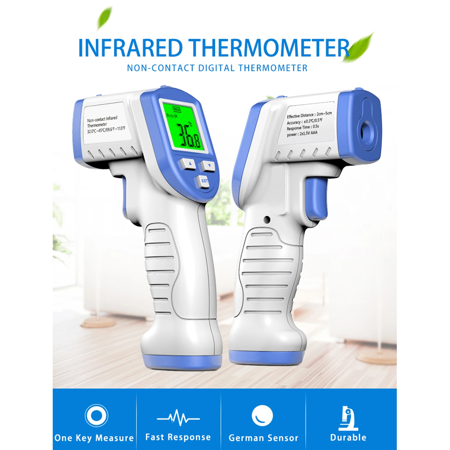 

LCD Digital Infrared Thermometer for Body Adult Non-contact Digital Thermometers Electronic Temperature Test Fever Thermometer