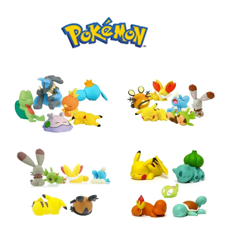 Sleeping Pokemon Three Style Set Action Figure Mini Pikachu 5cm Toy Dedenne Fennekin Bunnelby Lucario Mudkip Squishy Tiny Action Figures Aliexpress