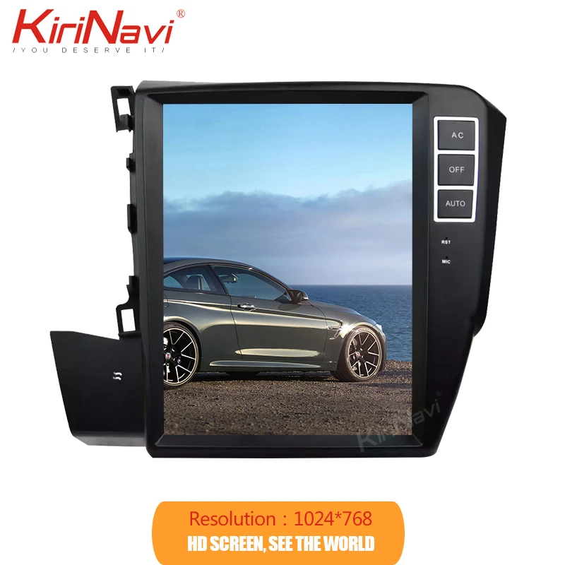 Flash Deal KiriNavi Vertical Screen Tesla Style 10.4" Android 8.1 Car Radio For Honda Civic Left Driving GPS Navigation Dvd Multimedia Play 5