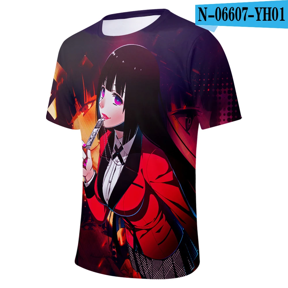 Kakegurui-компульсивный игрок 3D принт Мода Косплей Костюм короткий рукав повседневные футболки 2 - Цвет: Черный