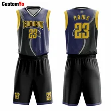 Профессиональный дизайн баскетбольная сублимационная футболка черного и синего цвета Баскетбольная одежда на заказ