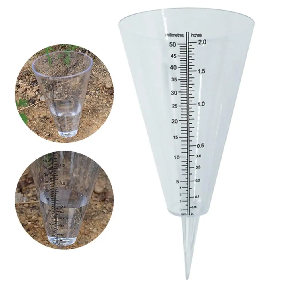 medidor de lluvia para jardín para uso en el suelo para exteriores plástico doble escala transparente exterior para uso al aire libre Medidor de lluvia cónico 