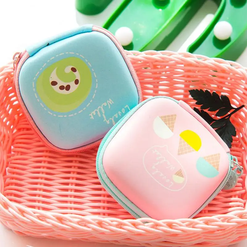 

Cute Cartoon Zipping Wallet Portable Fruit Printed Earphone Headphone Cards Storage Bag Case Box Accessories For Women Girls Kid