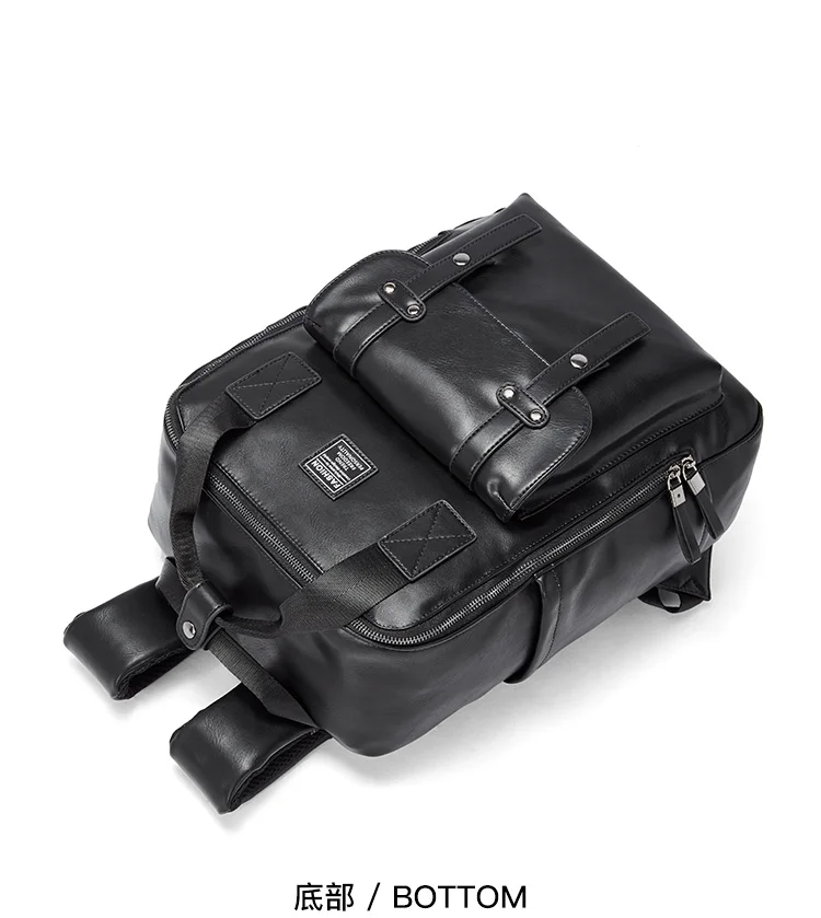 New Large Travel Backpack Teenagers School Book Bag Cowhide PU Leather Male Leisure Bag Men Laptop 14" Backpack