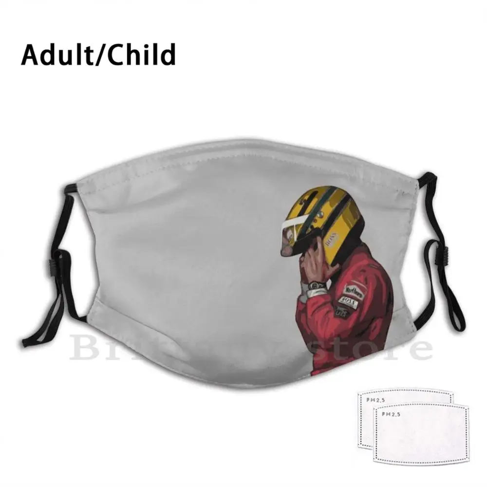 

Ayrton Senna Adult Kids Reusable Pm2.5 Filter Mask Enna Ayrton Ayrton Senna Racing Brazil Mclaren Car Helmet Motorsport Grand