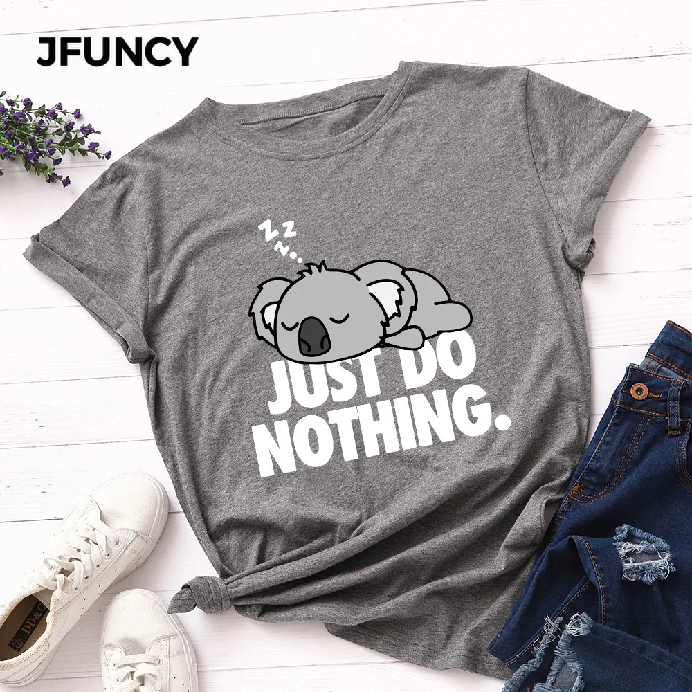 Женская футболка JFUNCY новинка футболки с принтом ленивого коала женские