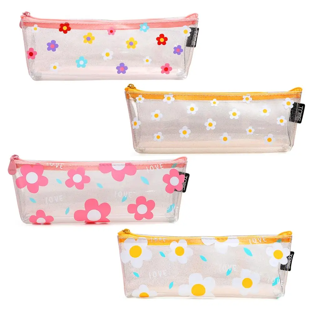 JIANWU 1 шт. Kawaii flower Карандаш Чехол Треугольники из прозрачного ПВХ с высокой пропускной способностью карандашей, пенал милый Карандаш Чехол школьные принадлежности