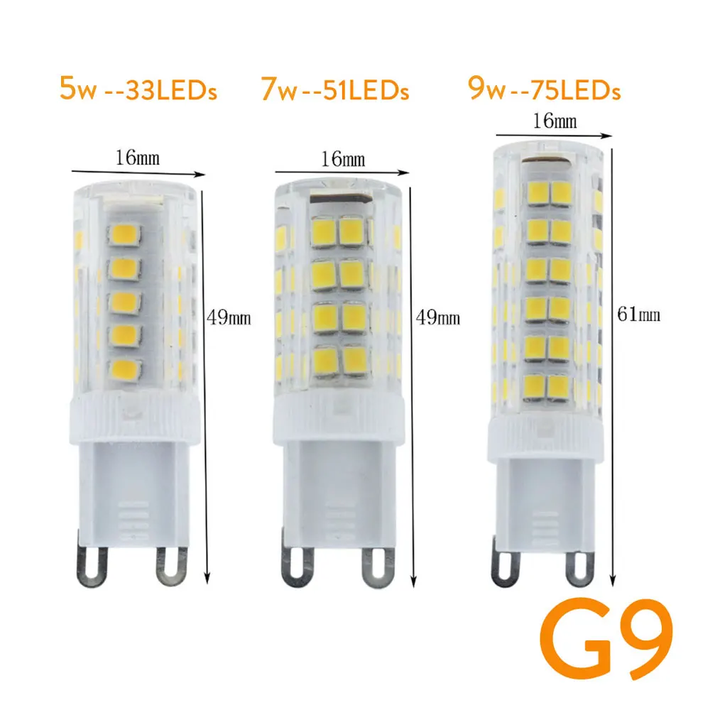 G4 G9 E14 5W 7W 9W Ceramics LED Corn Bulb Capsule Crystal Light White Lamp Replace 60W Halogen Chandelier Light 220V 240V