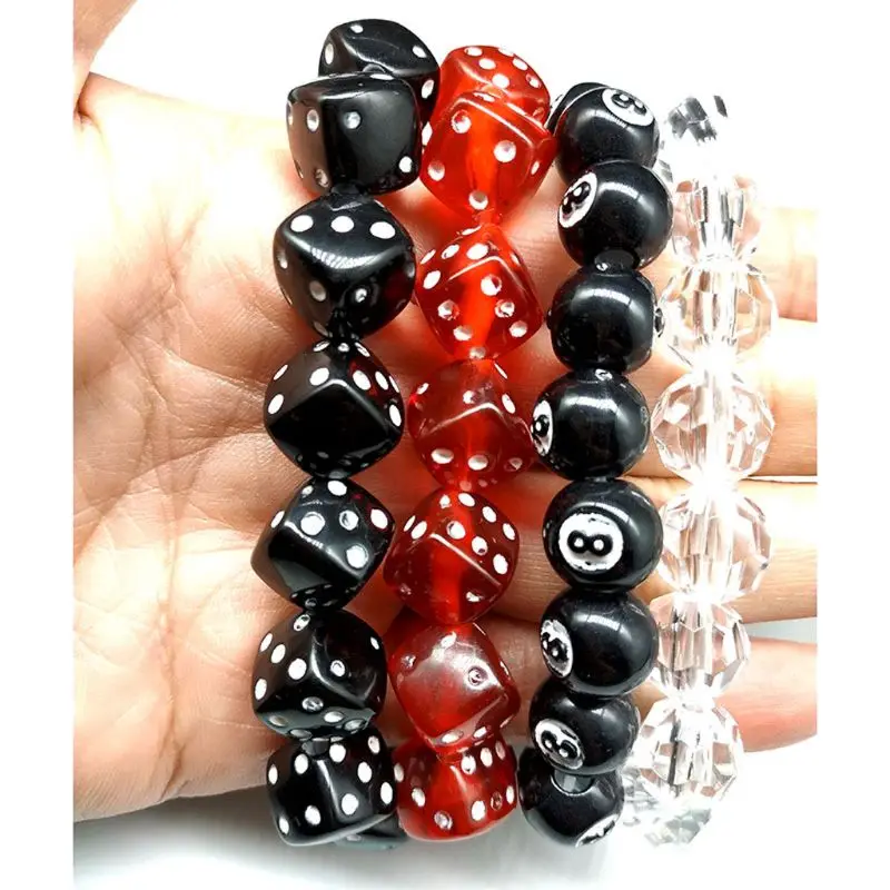 Acrylic Dice Beads Stretch Bracelets Funny Game Lucky Dice Bracelets Women Fashion Jewerly