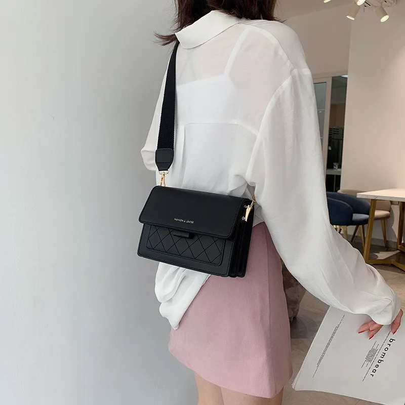 2019 новая простая модная широкополосная сумка на одно плечо для отдыха, текстура, Наклонная Сумка, Сумка